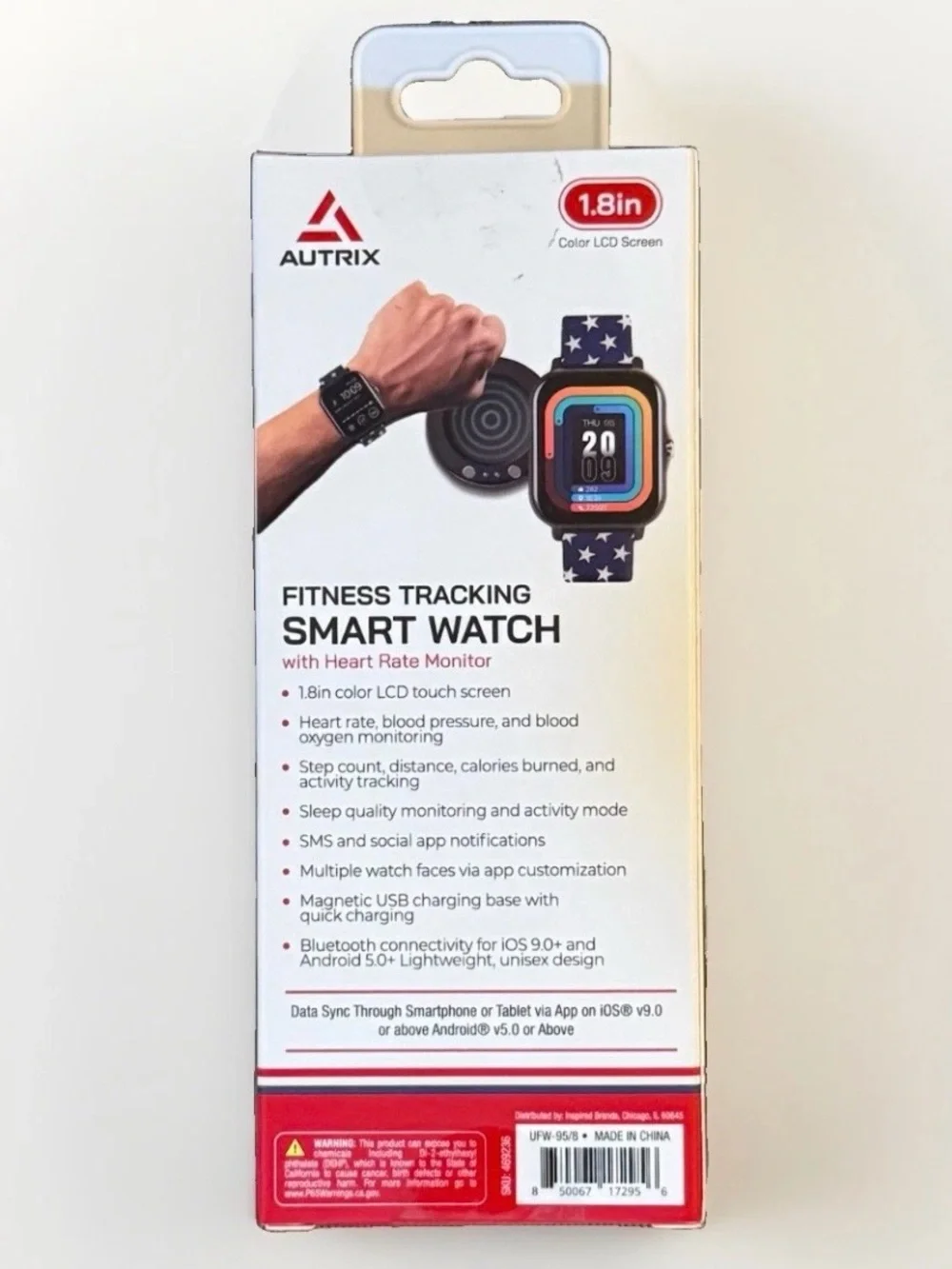 Smart Fitness Watch with White & Blue Star Band